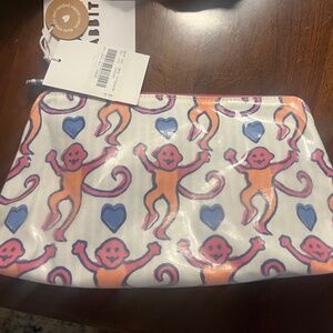 NWT Roller Rabbit Monkey Love Makeup Bag Large